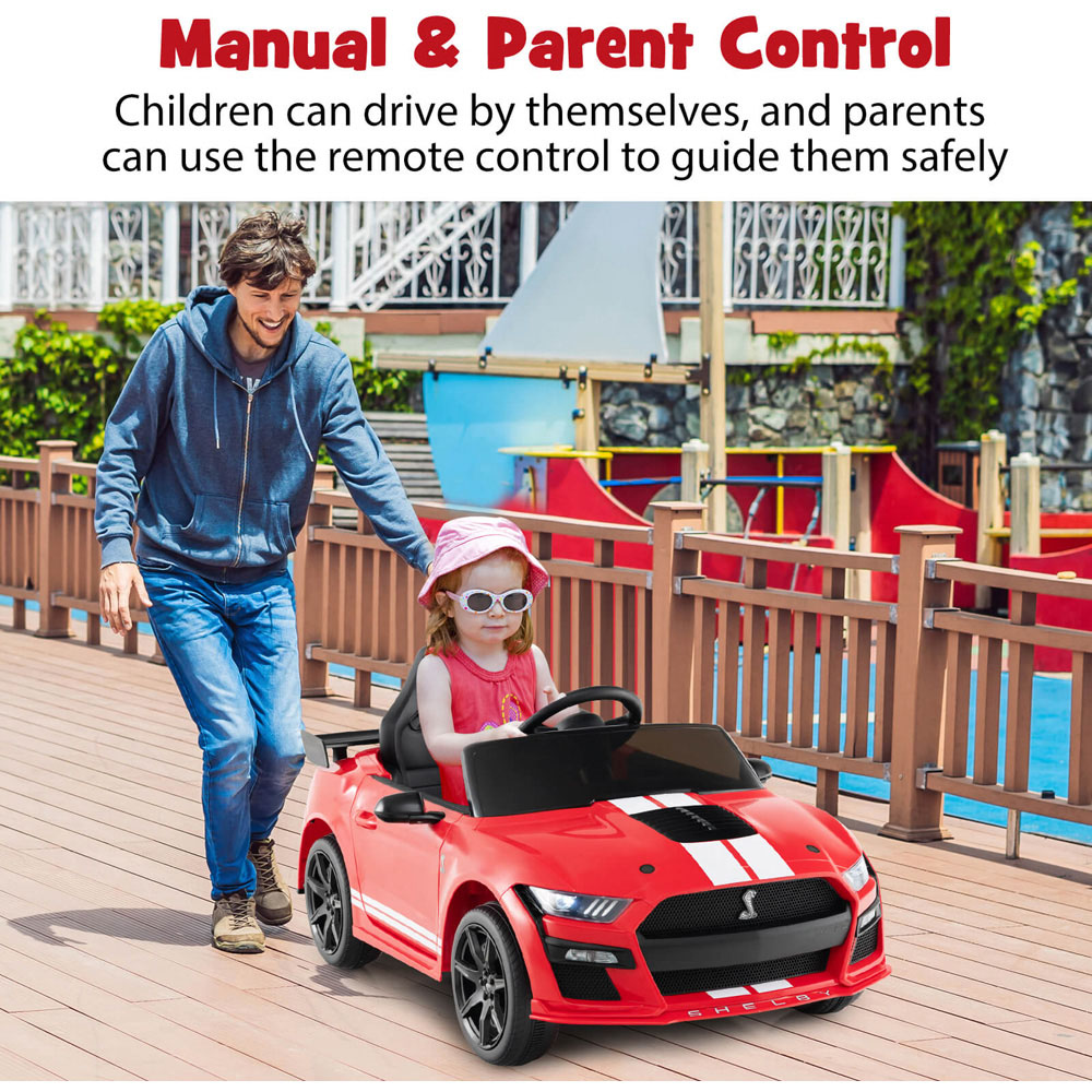 Costway Kids Red Licensed Ford Mustang Shelby GT500 Electric Ride On Car 12V Image 5