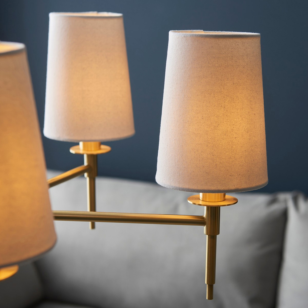 Merano Florence Multi Arm White and Satin Brass 5 Light Pendant Ceiling Lamp Image 6