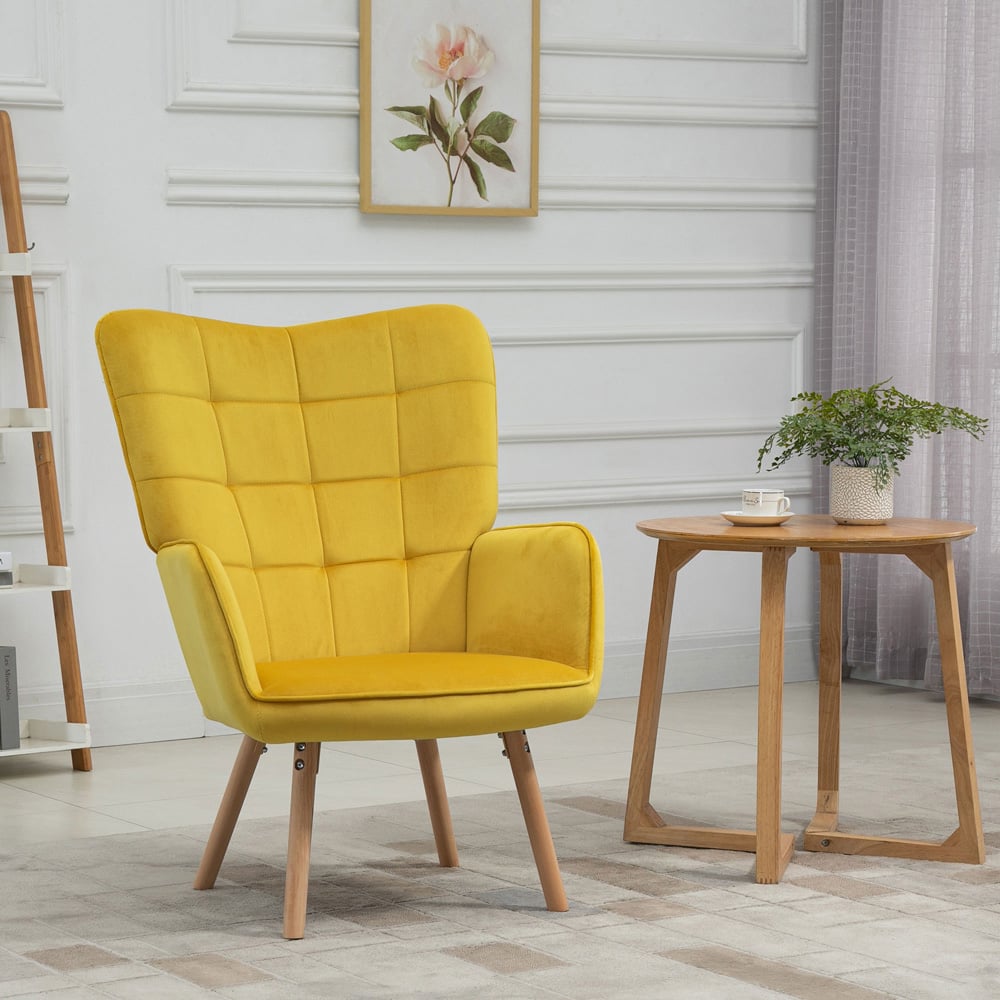 Portland Yellow Tufted Wingback Armchair Image 4