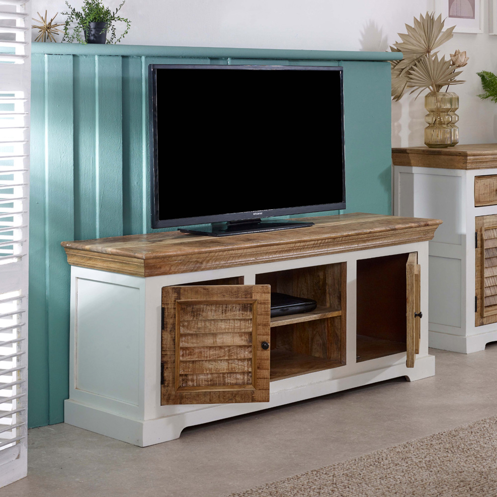 Brooklyn Alfie 2 Door 2 Shelf Solid Mango Wood TV Cabinet Image 4
