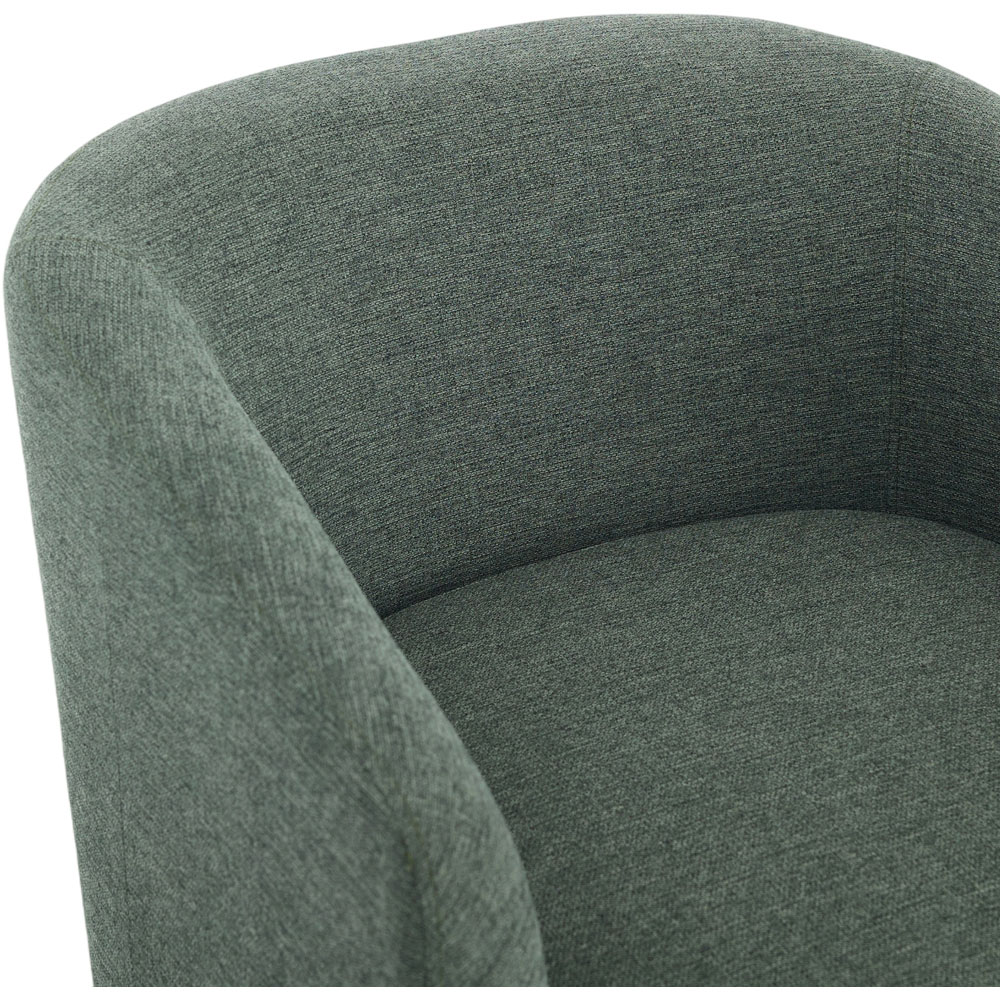 Living and Home Dark Green Linen Curved Barrel Swivel Armchair Image 4