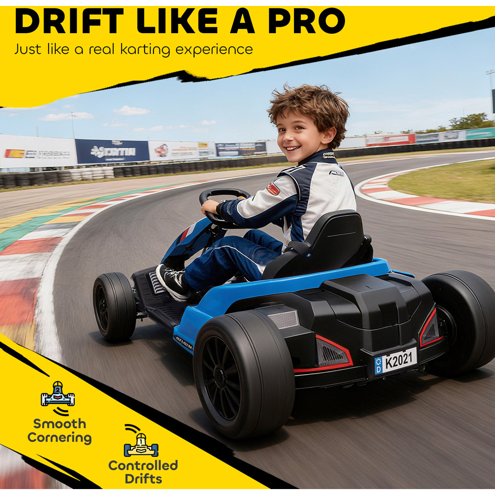 Tommy Toys AIYAPLAY Kids Blue Electric Ride One Go Kart with Drift Mode and Adjustable Seat 24V Image 6