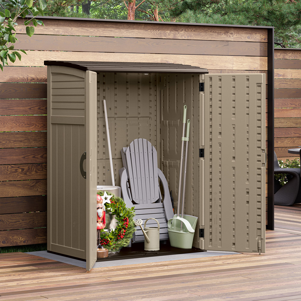 Suncast Aston 6 x 2ft Sand Double Door Storage Cabinet Image 3