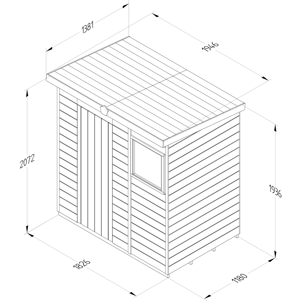 Forest Garden Timberdale 6 x 4ft Single Opening Pent Shed Image 9