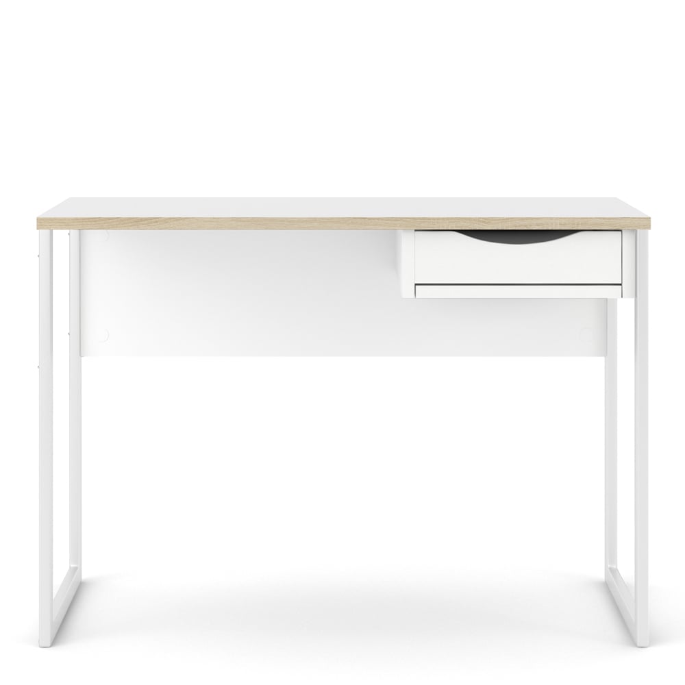 Florence Function Plus Single Drawer Desk White and Oak Trim Image 5