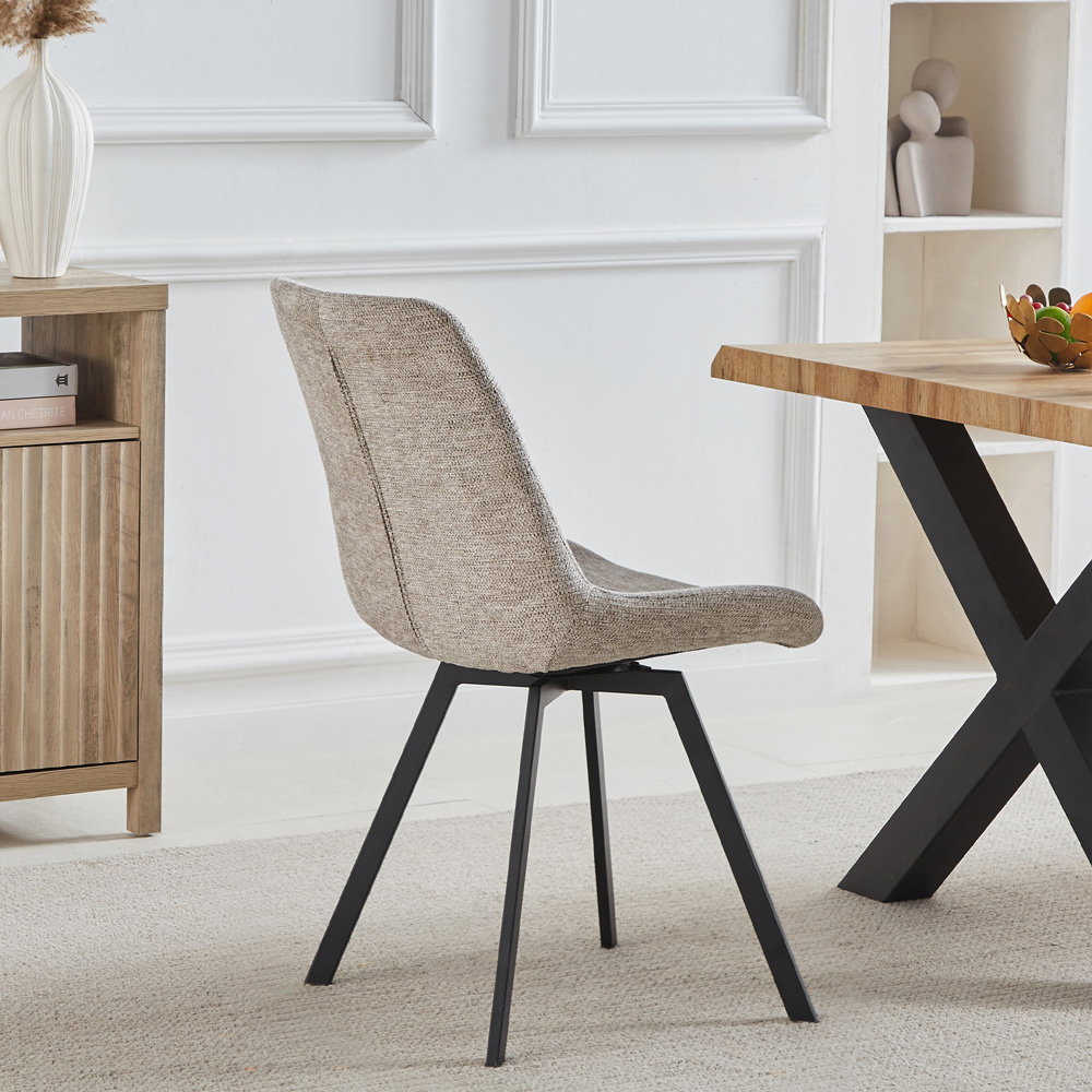 Artemis Home Caino Set of 2 Beige Swivel Seat Fabric Dining Chair Image 5