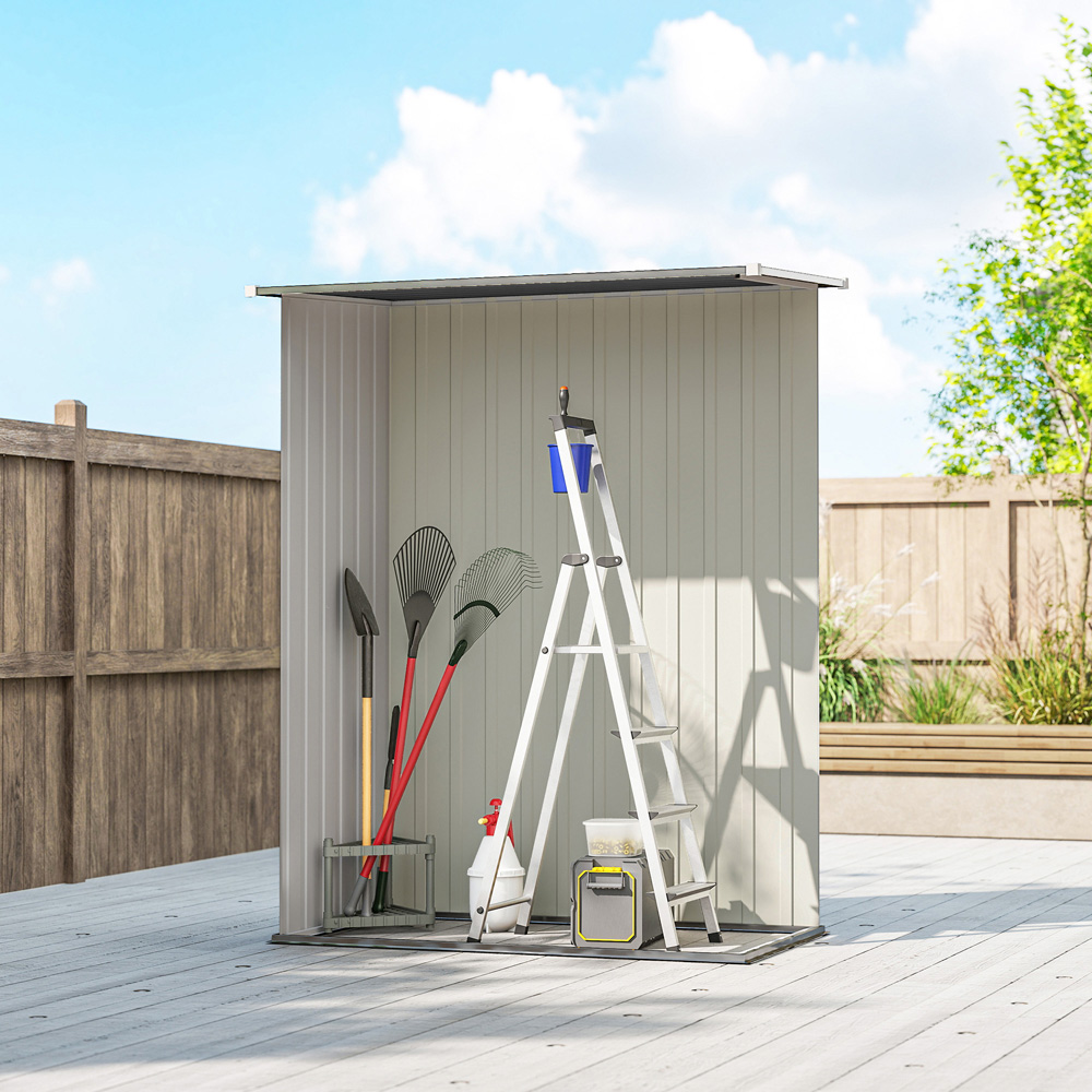 Outsunny 4.6 x 3ft Grey Metal Pent Garden Shed Image 3