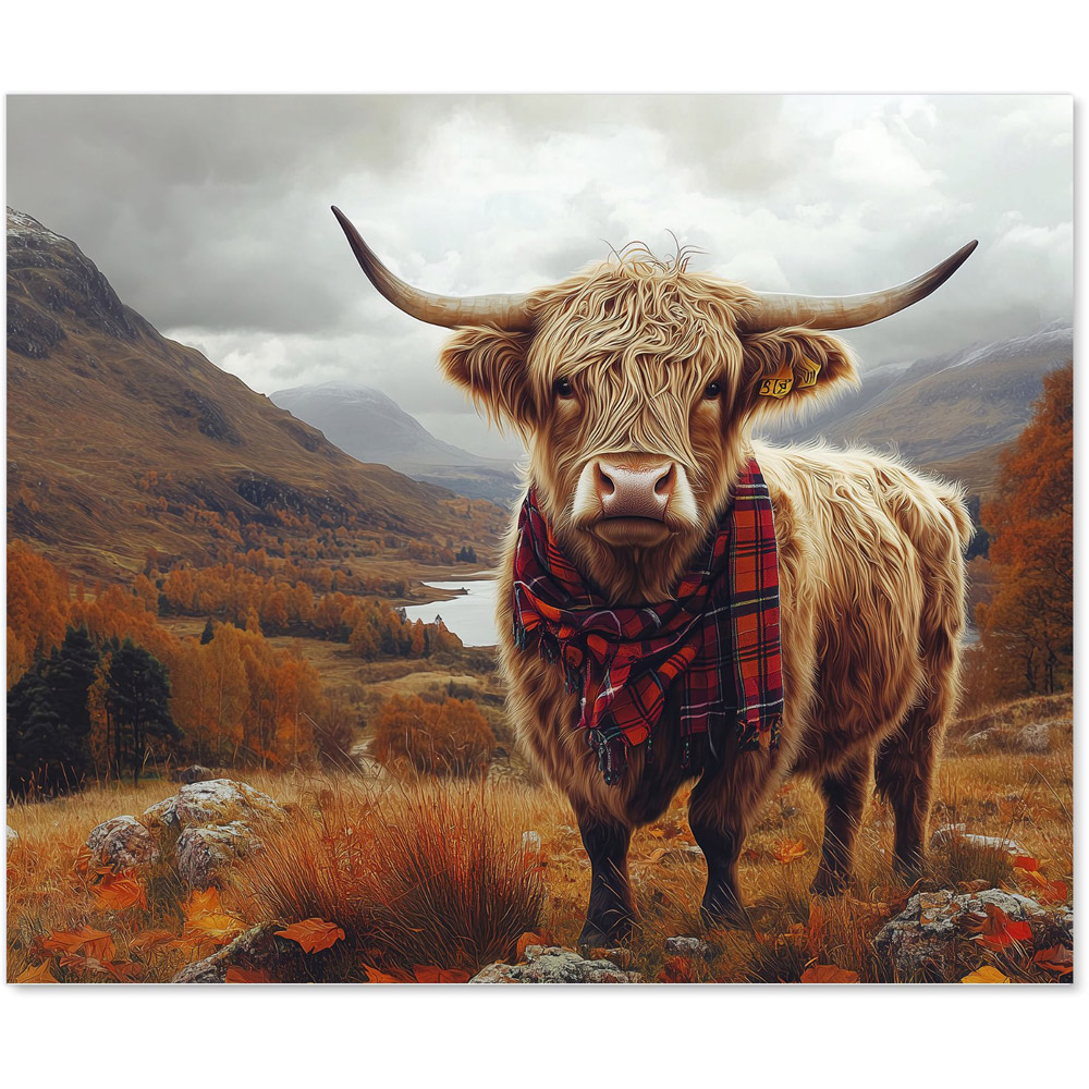 Warren Reed Designer Autumnal Highland Cow Glass Kitchen Splashback 75 x 90cm Image 2