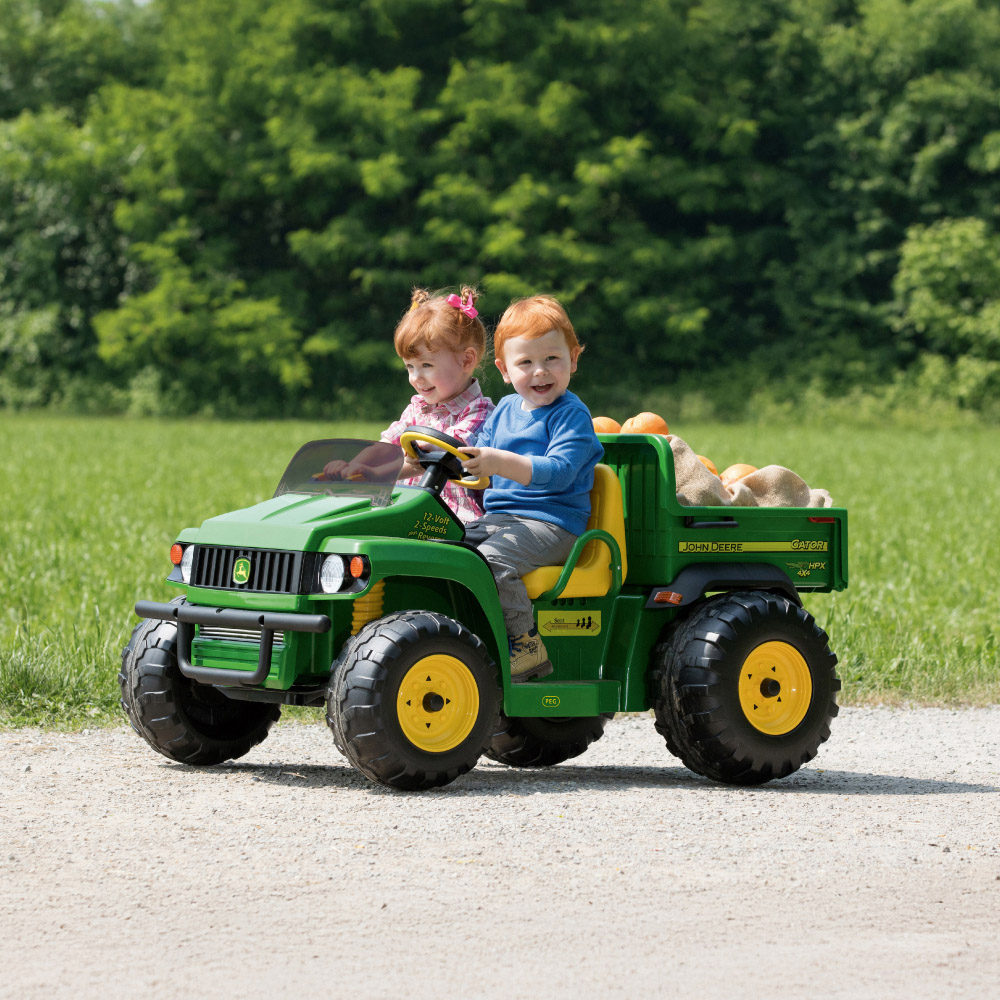 PEG John Deere Gator HPX Kids Electric Ride-On Utility Vehicle Green and Yellow 12V Image 2