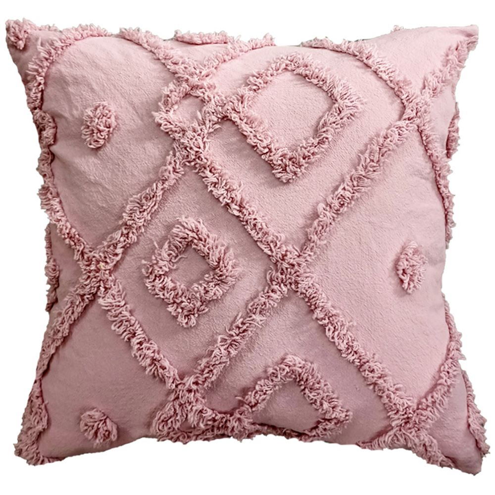 Velosso Diamond Tuft Mauve Filled Cushion 43 x 43cm 2 Pack Image 1