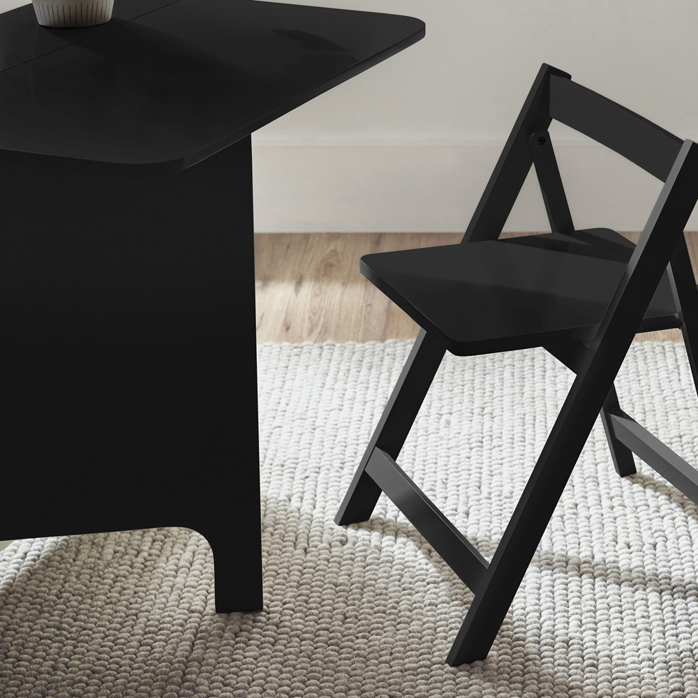Julian Bowen Gatan 2 Seater Black Small Gateleg Table Set Image 7