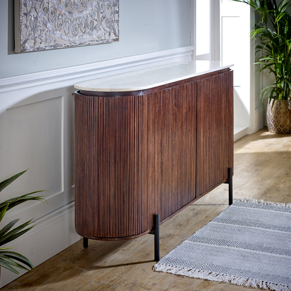 Brooklyn Opal 4 Door Marble Top Mango Wood Sideboard Image 6