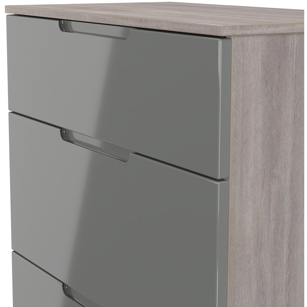 Crowndale Milan 3 Drawer Grey Gloss and Grey Oak Deep Chest of Drawers Ready Assembled Image 5