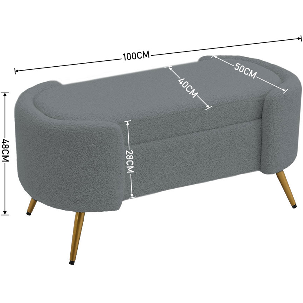 Living and Home Grey Modern Upholstered Accent Bench Image 8