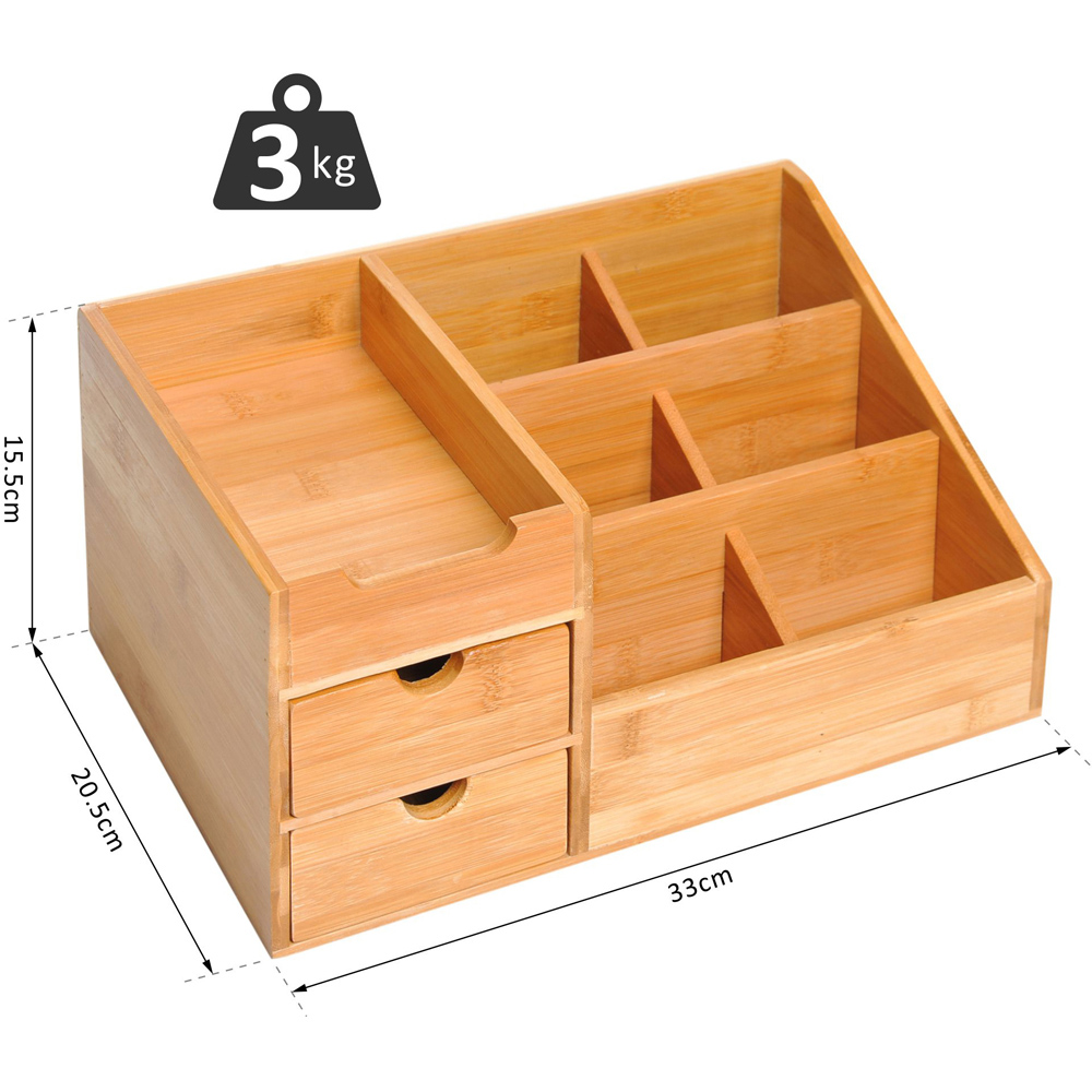 HOMCOM 2 Drawer Natural Multi Function Storage Caddy Image 8