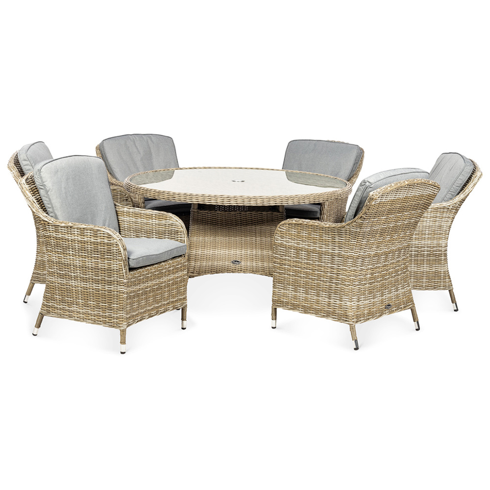 Royalcraft Wentworth Rattan Effect 6 Seater Round Imperial Dining Set Image 2
