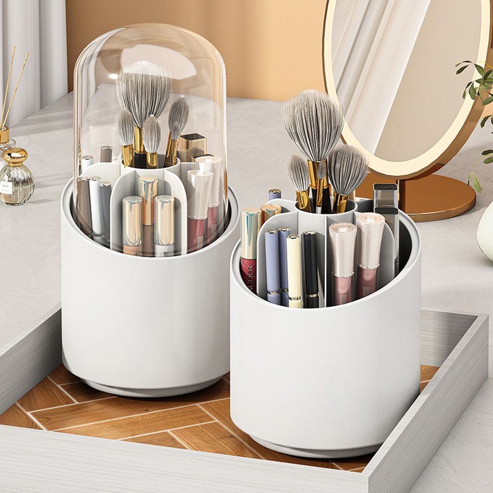 H&O Direct White Plastic Rotating Makeup Brush Cylinder Case Image 2
