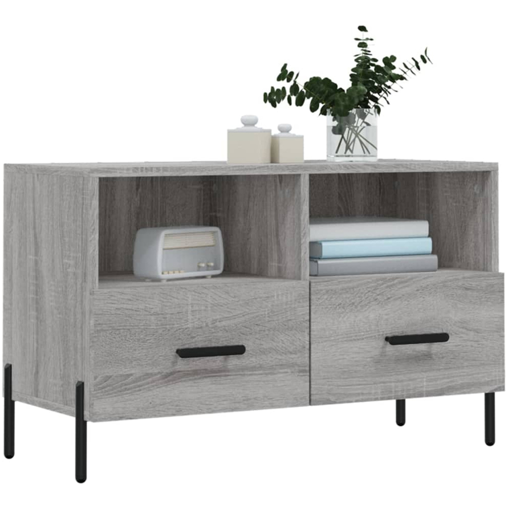 vidaXL 2 Door 2 Shelf Grey Sonoma TV Cabinet Image 3