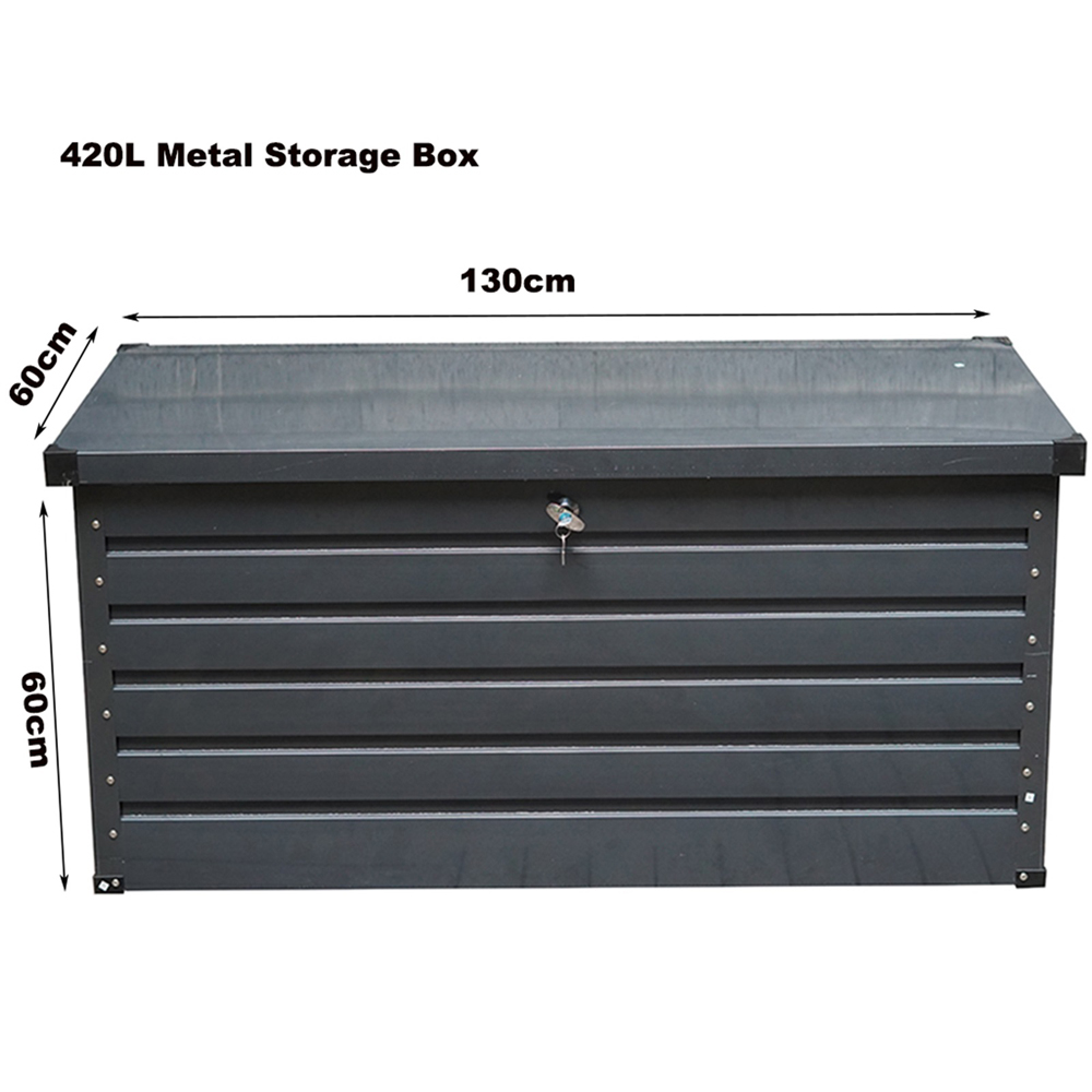 Gr8 Garden Dark Grey Metal Outdoor Storage Box 420L Image 9