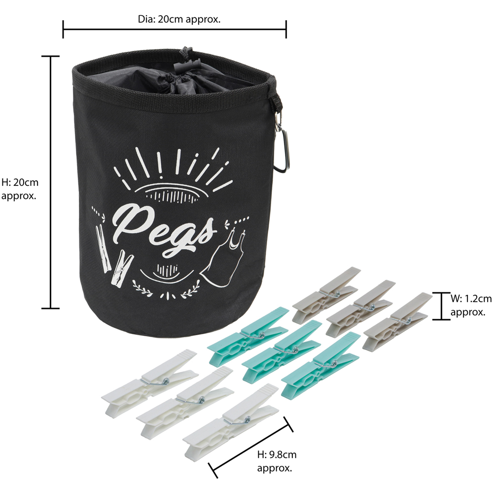 JVL Aqua JVL Large Peg Bag with 72 Plastic Pegs Image 8