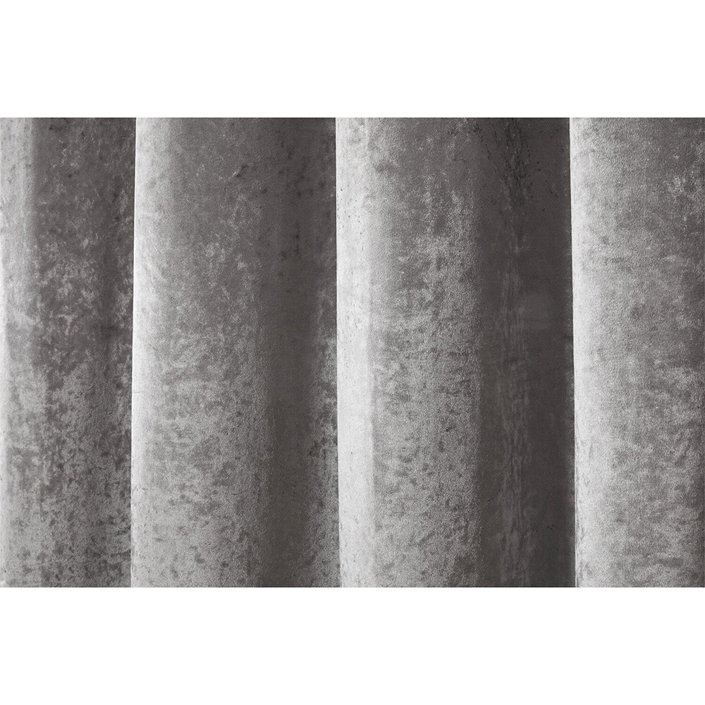 Divante Silver Crushed Velvet Eyelet Curtains 229cm Image 4
