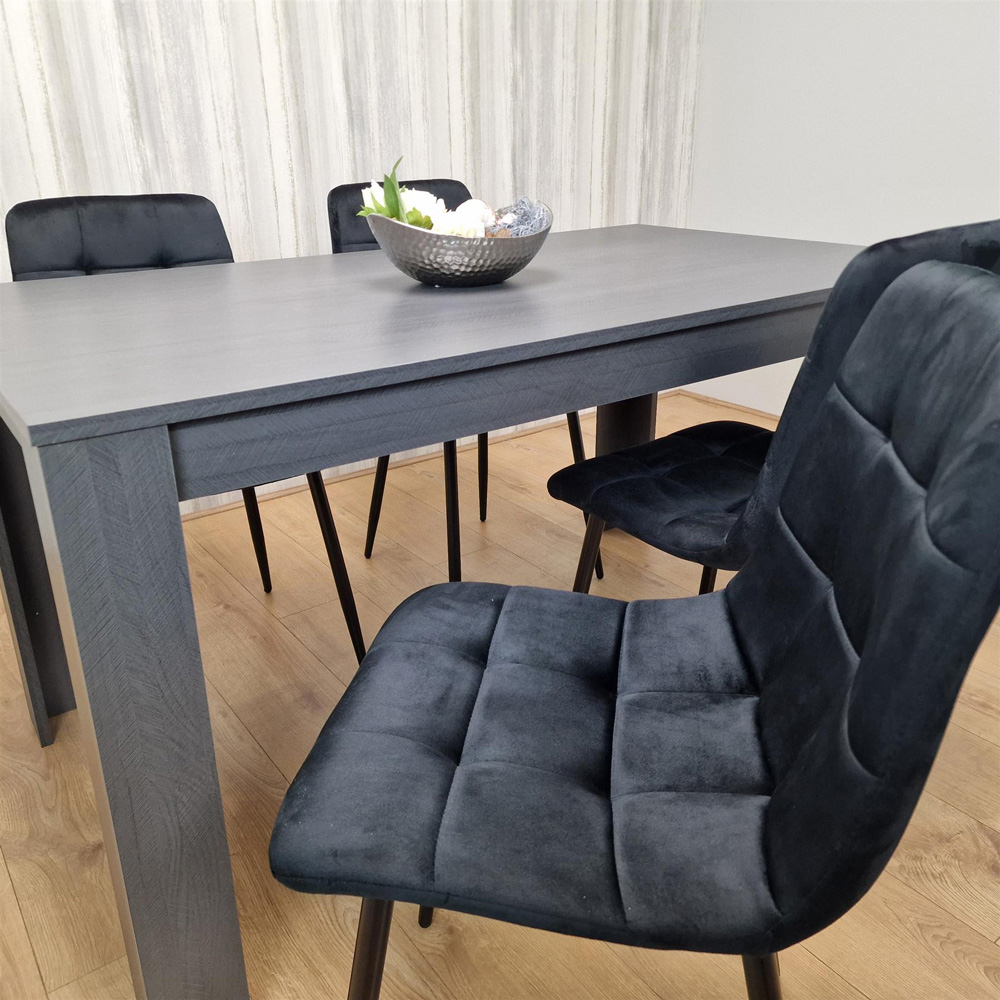 Portland 4 Seater Dining Set Dark Grey and Black Image 6