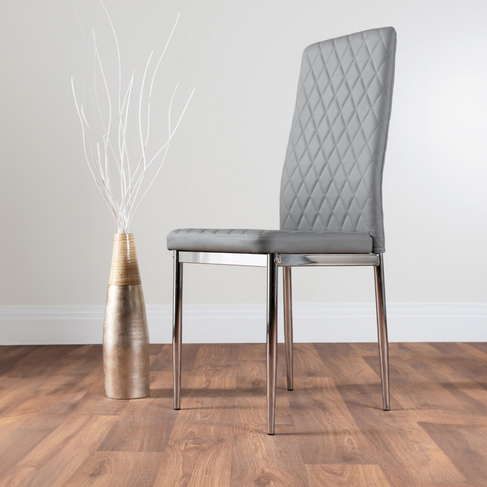 Furniturebox Arona Valera Concrete Effect 6 Seater Round Dining Set Grey and Chrome Image 3