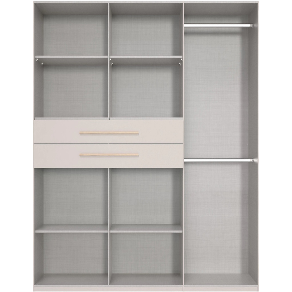 TJ'S Digit 6 Door 2 Drawer White and Graphite Mirrored Wardrobe Image 3