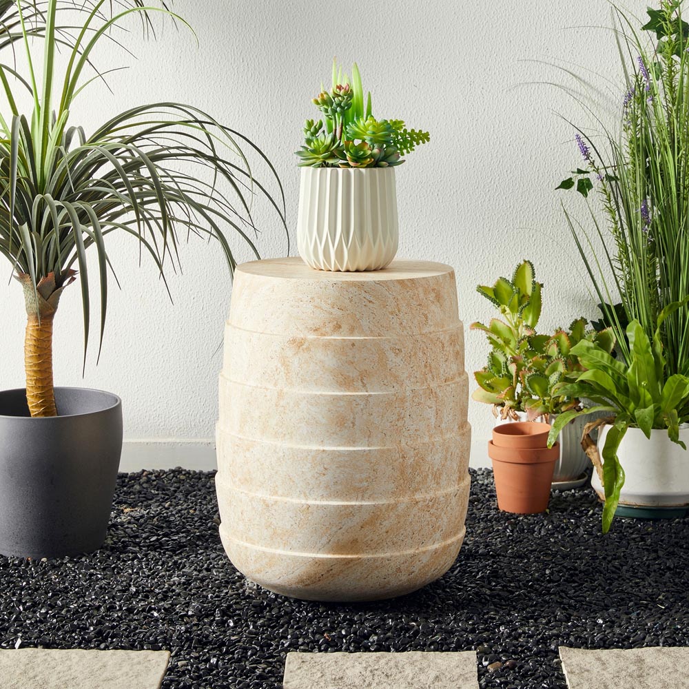 Desser Pisa Travertine Effect Accent Round Side Table Image 5