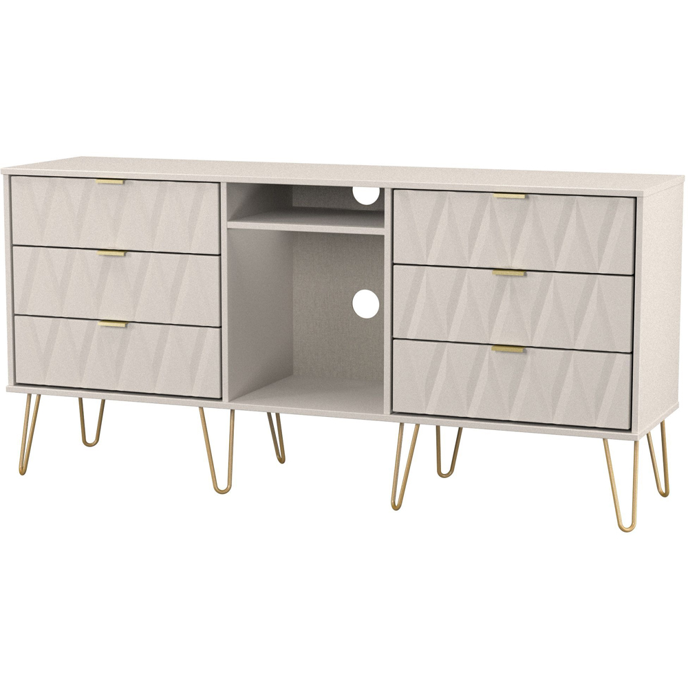 Crowndale Diamond 6 Drawer 2 Shelf Kashmir Matt Wide TV Unit Ready Assembled Image 4
