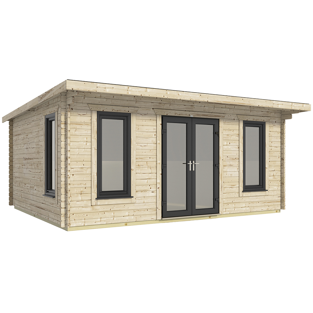 Power Sheds 20 x 16ft Centre Double Door Pent Log Cabin Image 1