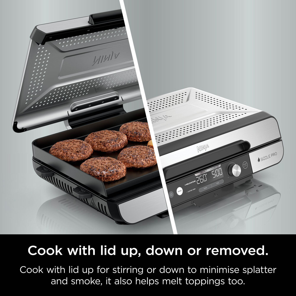 Ninja Sizzle Pro XL GX101UK Silver and Black Grill and Flat Plate Image 8