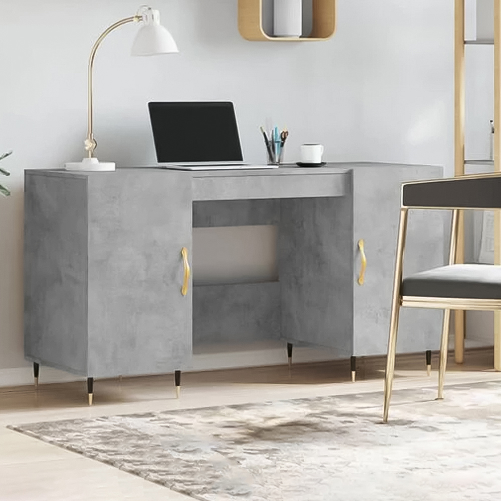 vidaXL 2 Door Computer Desk Concrete Grey Image 1