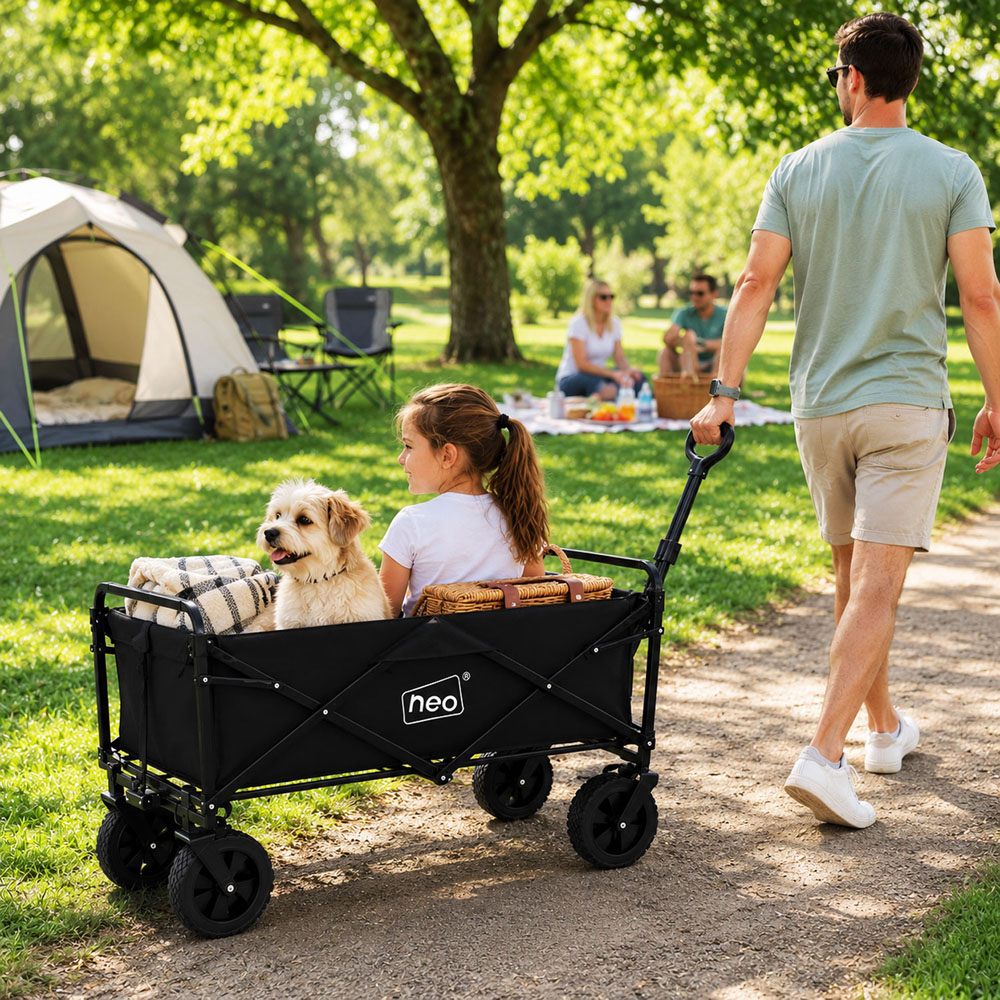 Neo Direct 140L Black Heavy Duty Folding Garden Trolley Cart Image 2