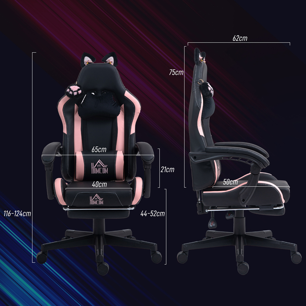 HOMCOM Black Reclining Gaming Chair with Footrest Image 9