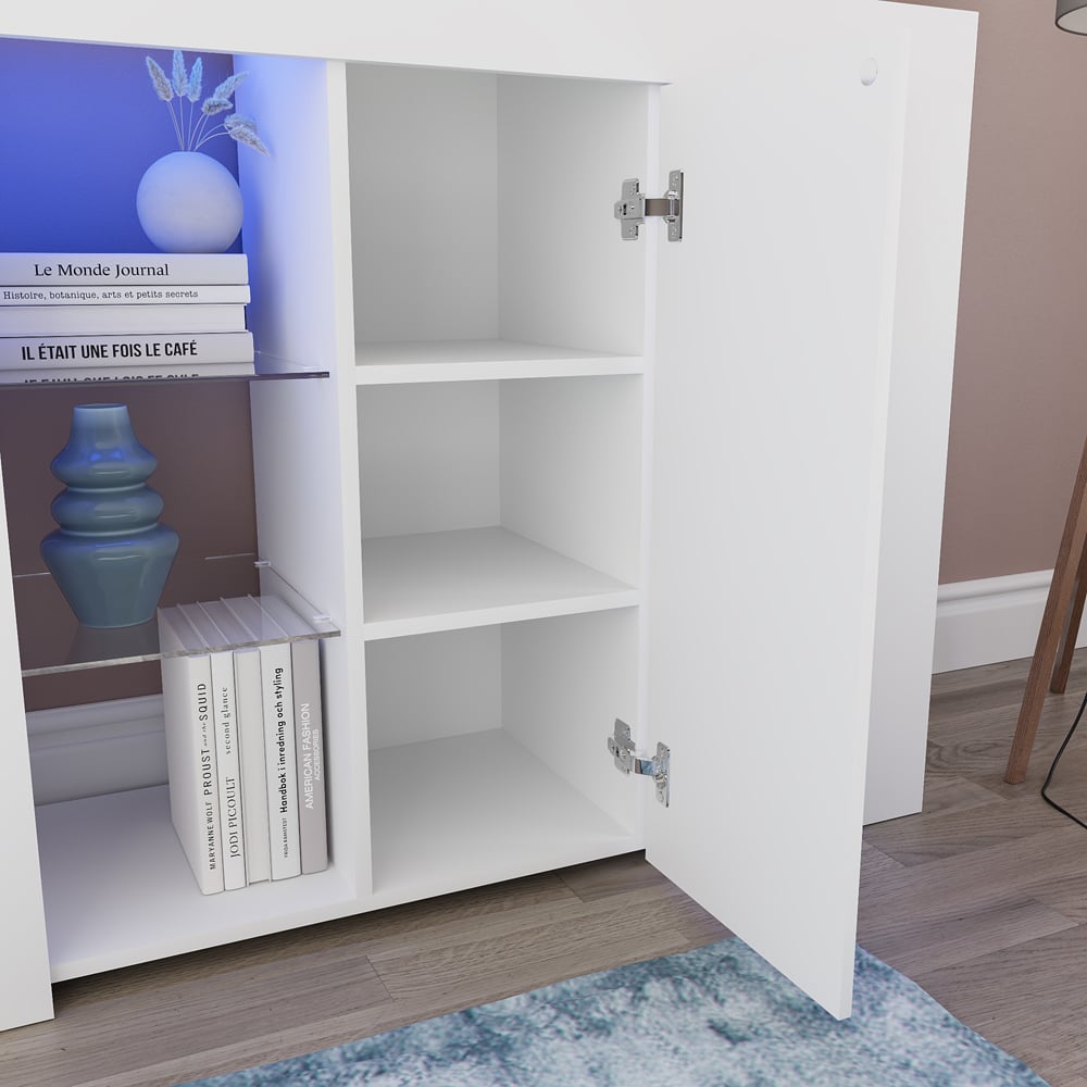 Vida Designs Azura Single Door White and Grey LED Large Sideboard Image 5