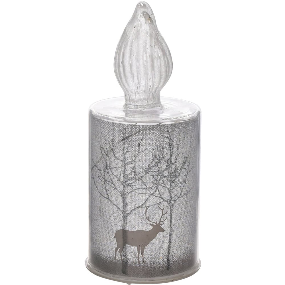 The Christmas Gift Co White LED Forest Scene Glass Candle Small Image 1