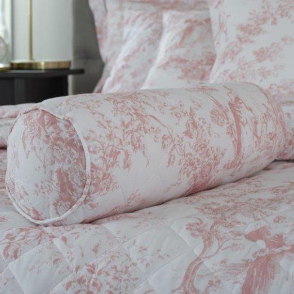 The Lyndon Company Toile De Jouy Pink Bolster Cushion Image