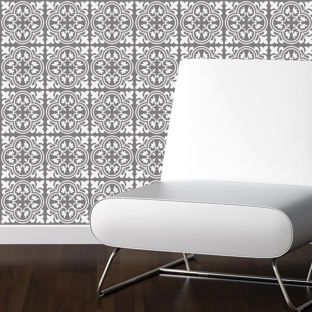 Walplus Cement Antique Floral Tulip Pattern 2 Tile Sticker 24 Pack Image 4