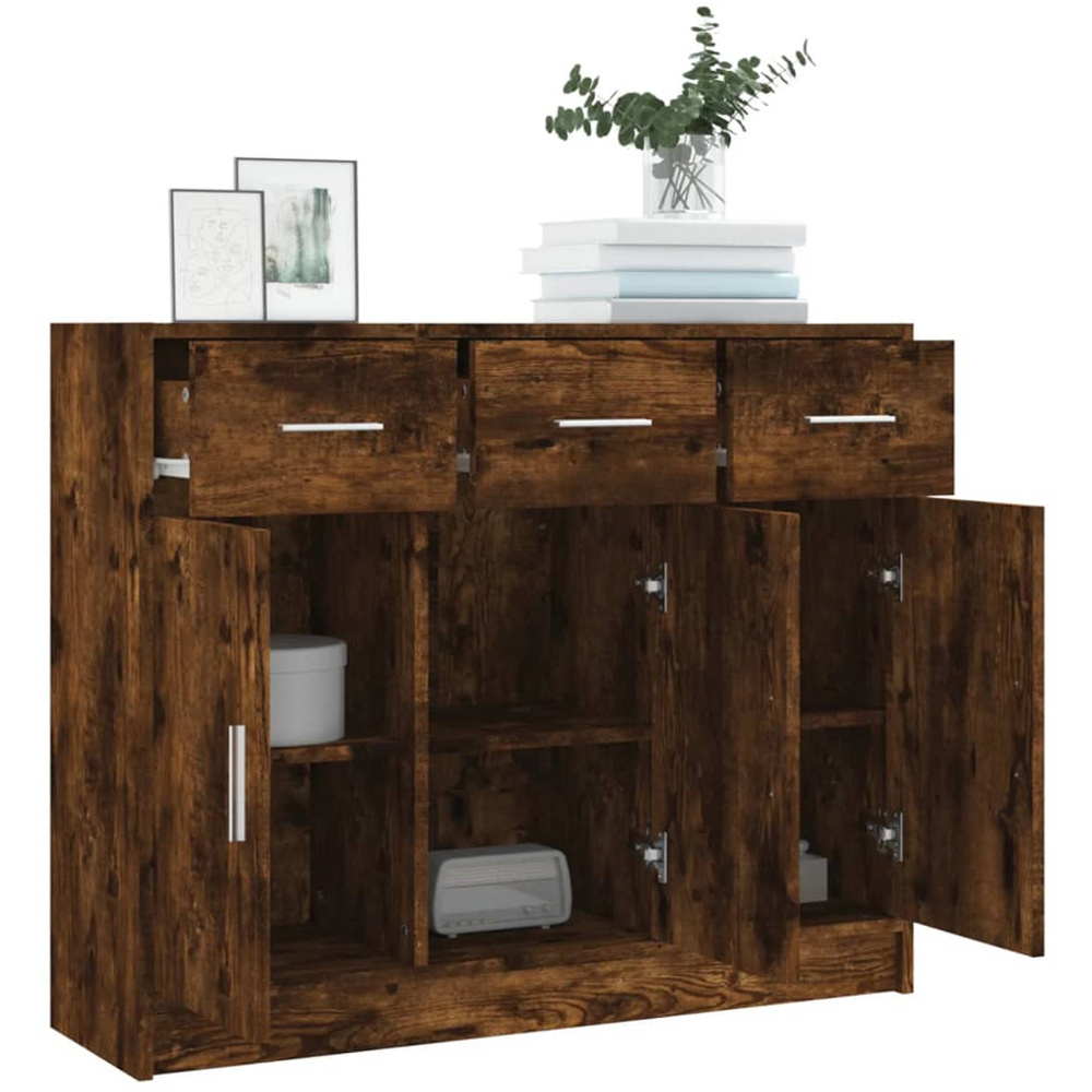 vidaXL 3 Door 3 Drawer Smoked Oak Sideboard Image 4
