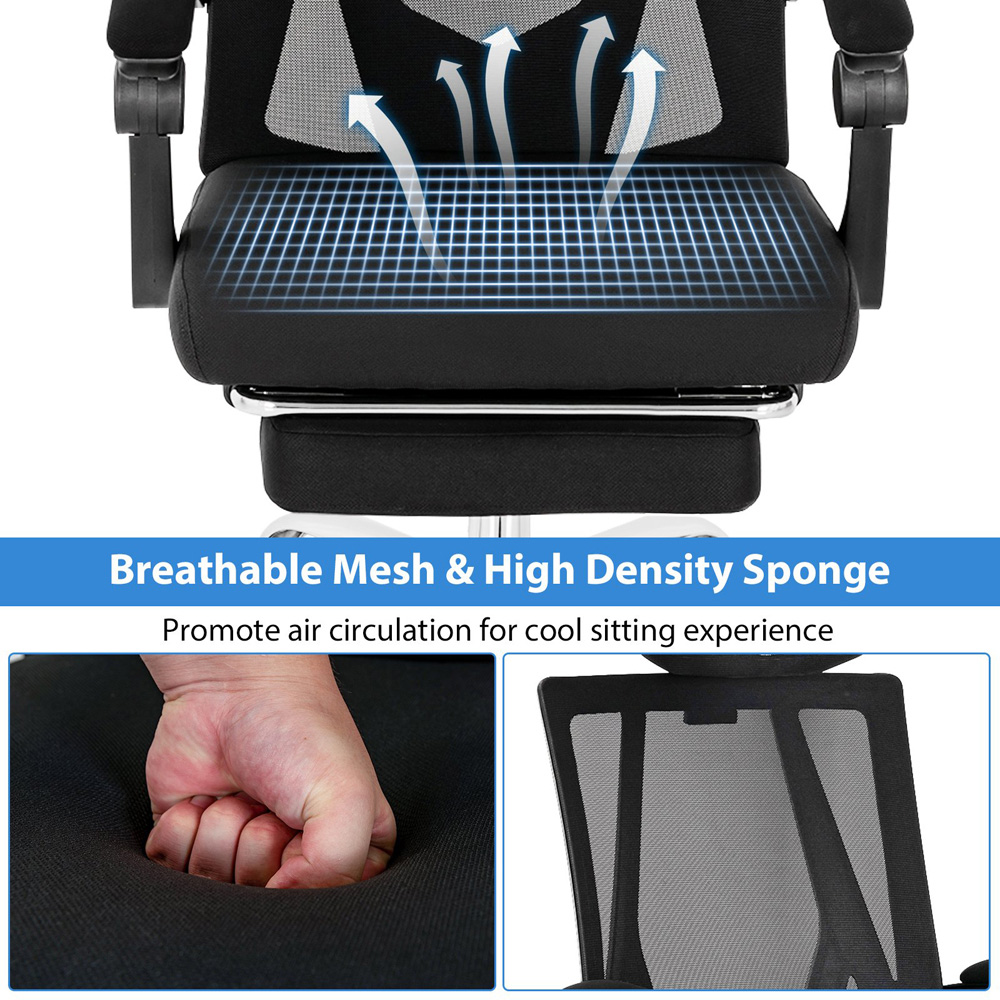 Costway Ergonomic Recliner Mesh Office Chair with Retractable Footrest Image 5