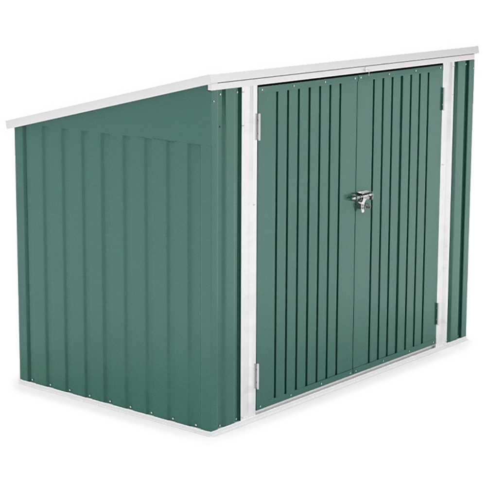 Living and Home 3.5 x 5.8ft Green Steel Trash Can Storage Shed Image 1