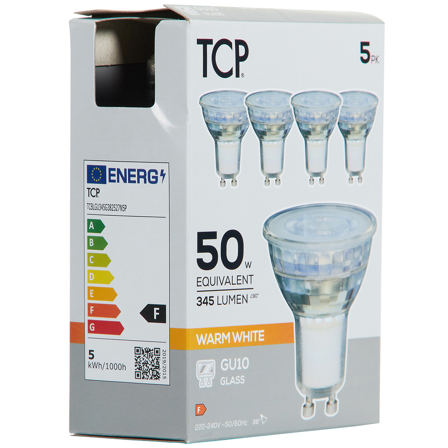 TCP LED Glass GU10 345L Warm White Bulbs - Warm White Image 2