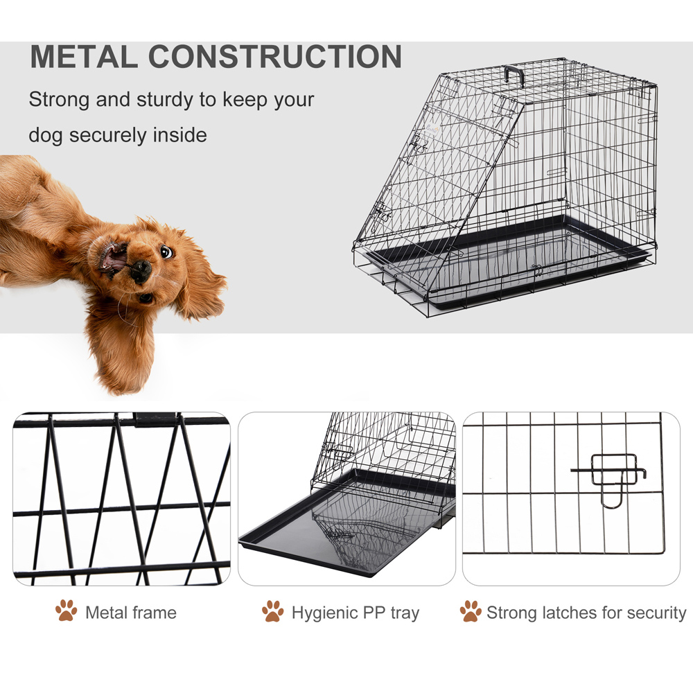 PawHut Trapeze Collapsible Dog Pet Travel Box with Removable Tray Image 5