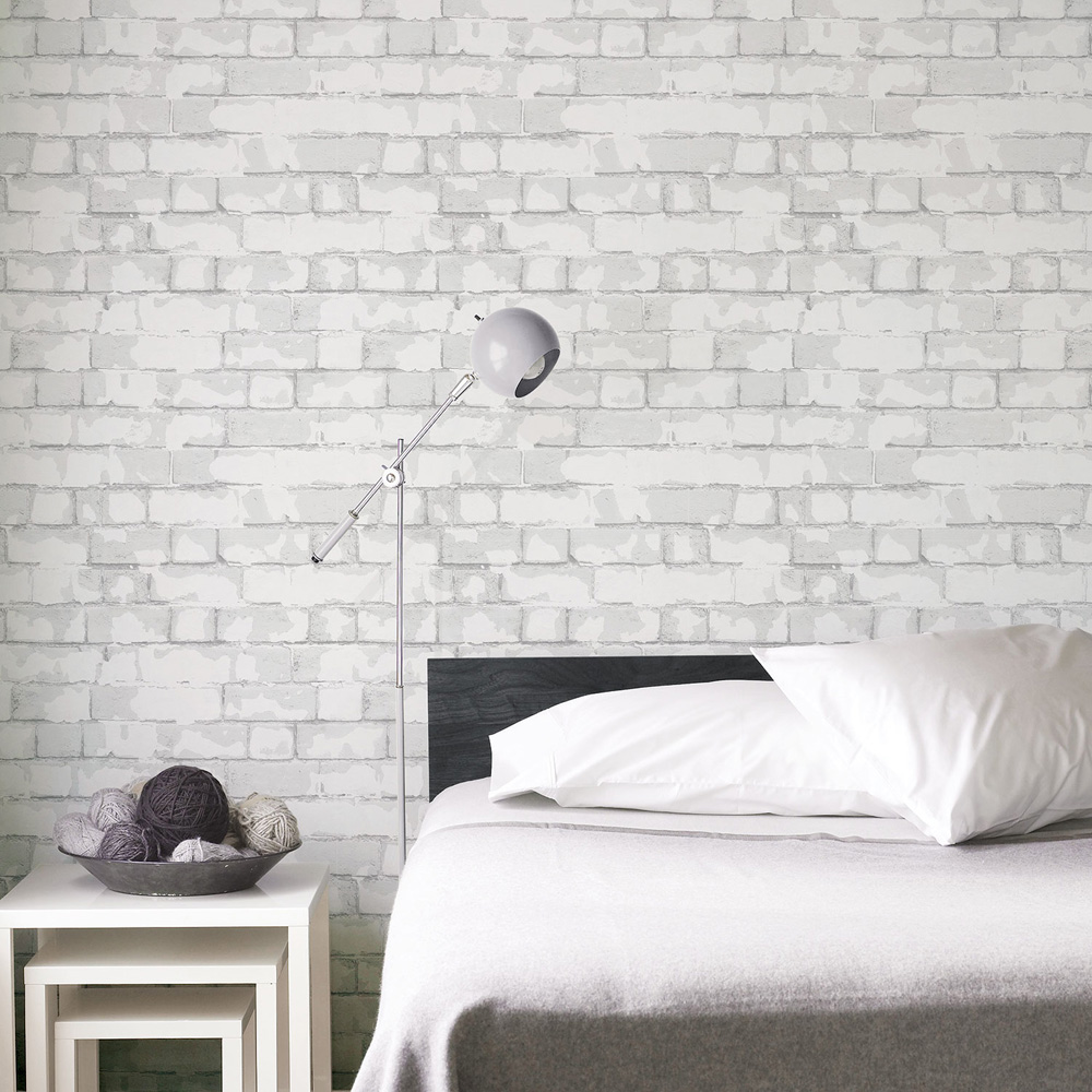 Galerie Nostalgie Brick White and Grey Wallpaper Image 2