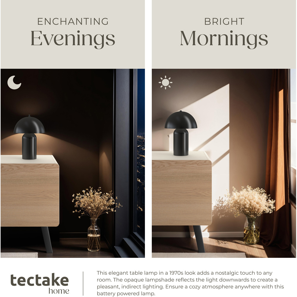 tectake Kade Black Retro Battery Powered Table Lamp Image 8