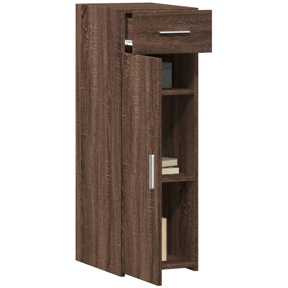 vidaXL Single Door Single Drawer Brown Oak Sideboard Image 3