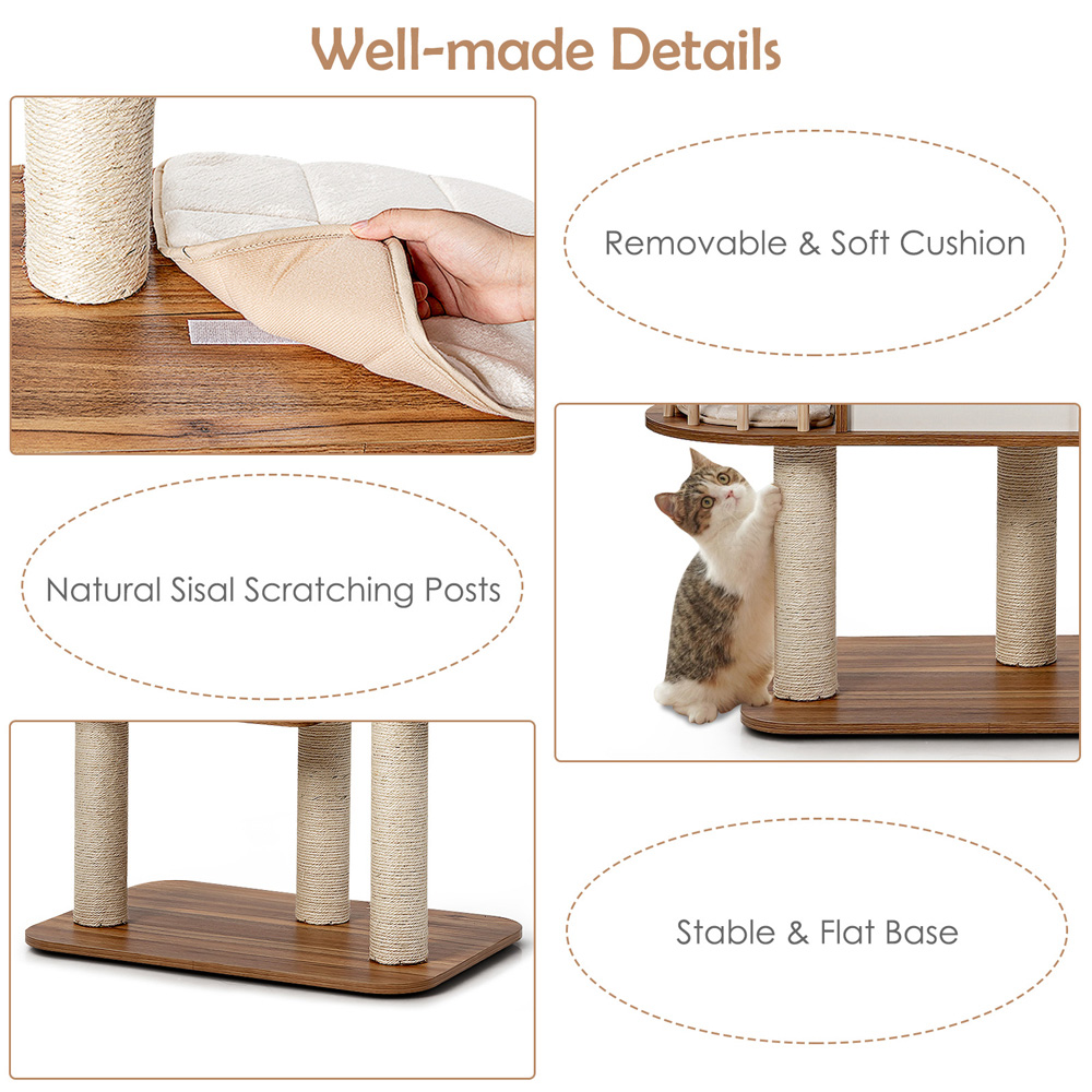 Costway Brown Plush Perch Cat Tree Image 6