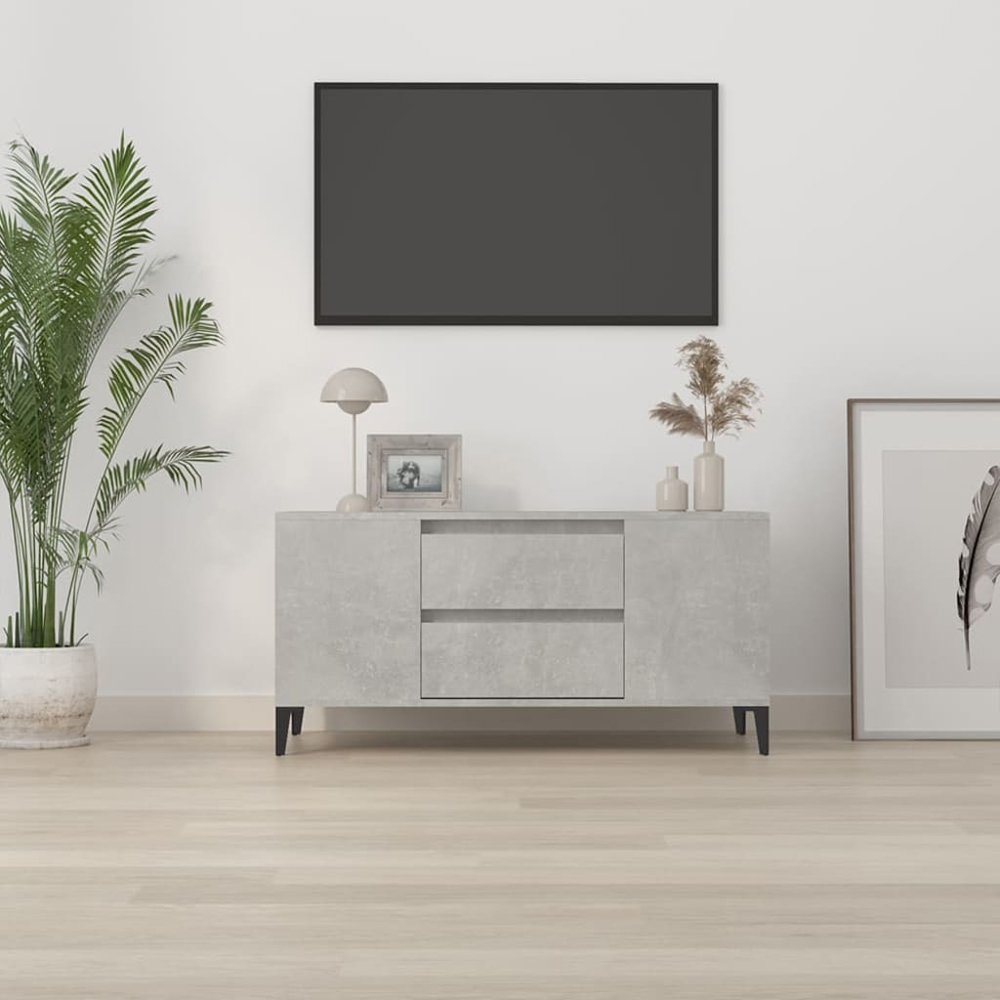 vidaXL 2 Drawer 4 Shelf Concrete Grey TV Cabinet Image 8
