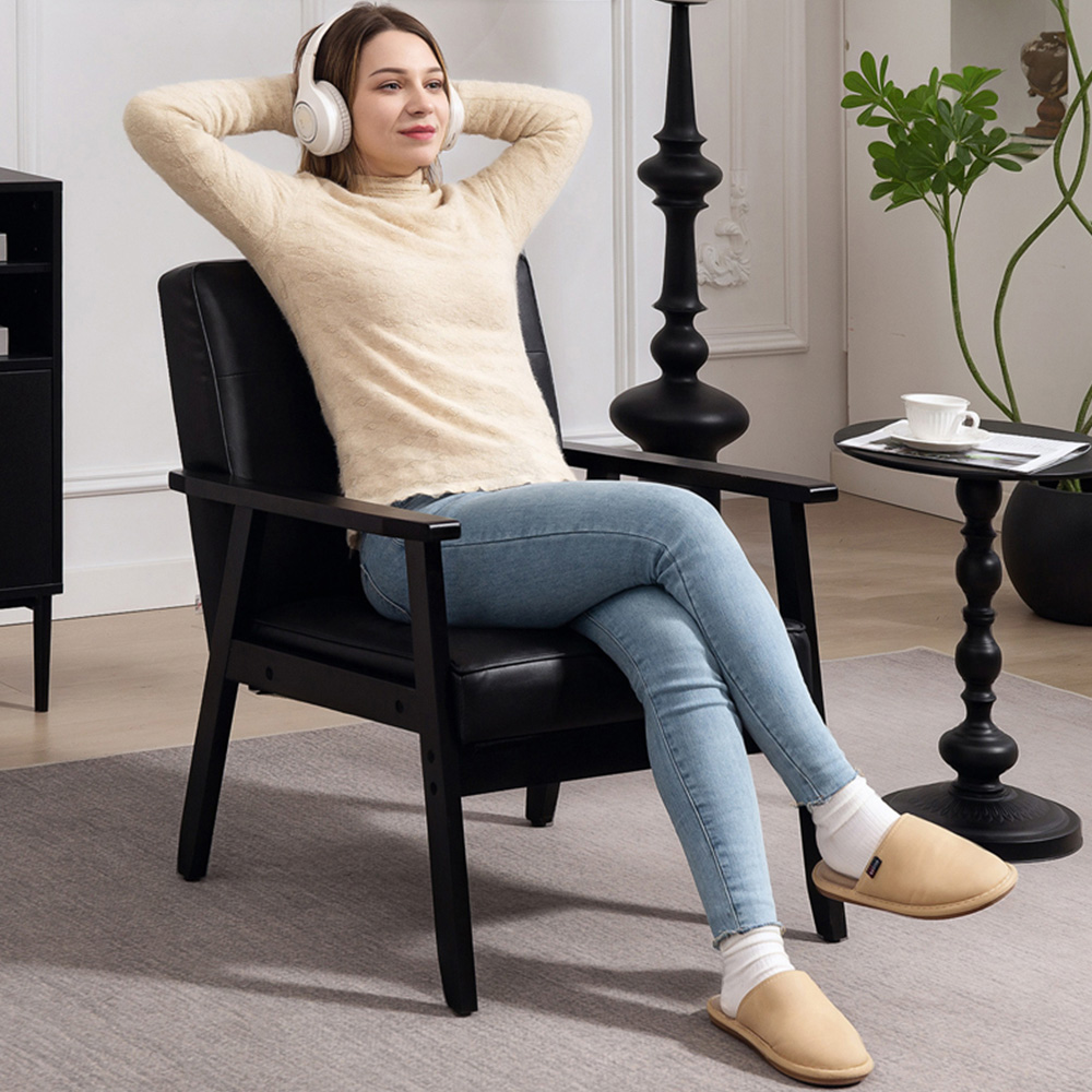 Portland Black Accent Chair with Armrest Image 4